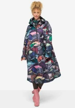 Regencape Unisex 3X-Funktion Print Kapuze Zipper Langarm - Halflange Jas - Marine