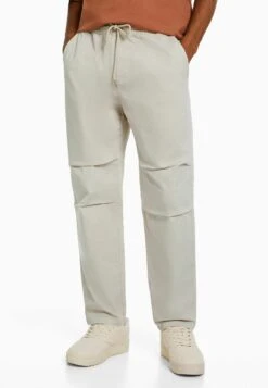 BERSHKA Loose Fit Cotton - Broek - Sand