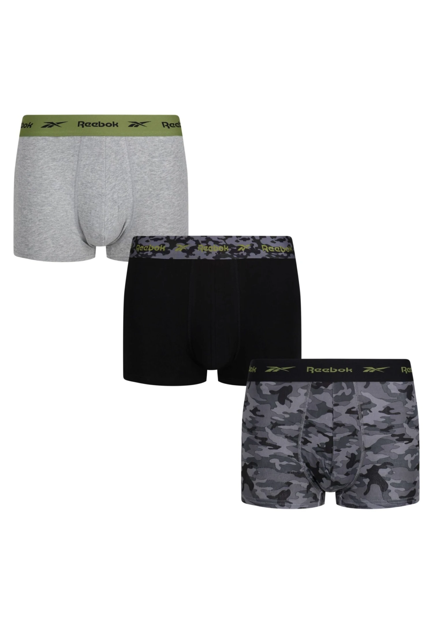 Reebok 3 Pack Niko - Onderbroeken - 3Pk Black/Camo Print/Grey Marl 3 Reebok 3 Pack Niko - Onderbroeken - 3Pk Black/Camo Print/Grey Marl