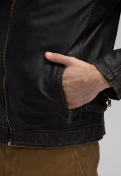 Flex - Leren Jas - Charcoal -Jack and Jones Verkoopwinkel 0688e43166a04d8b97c8f846fed3dc21