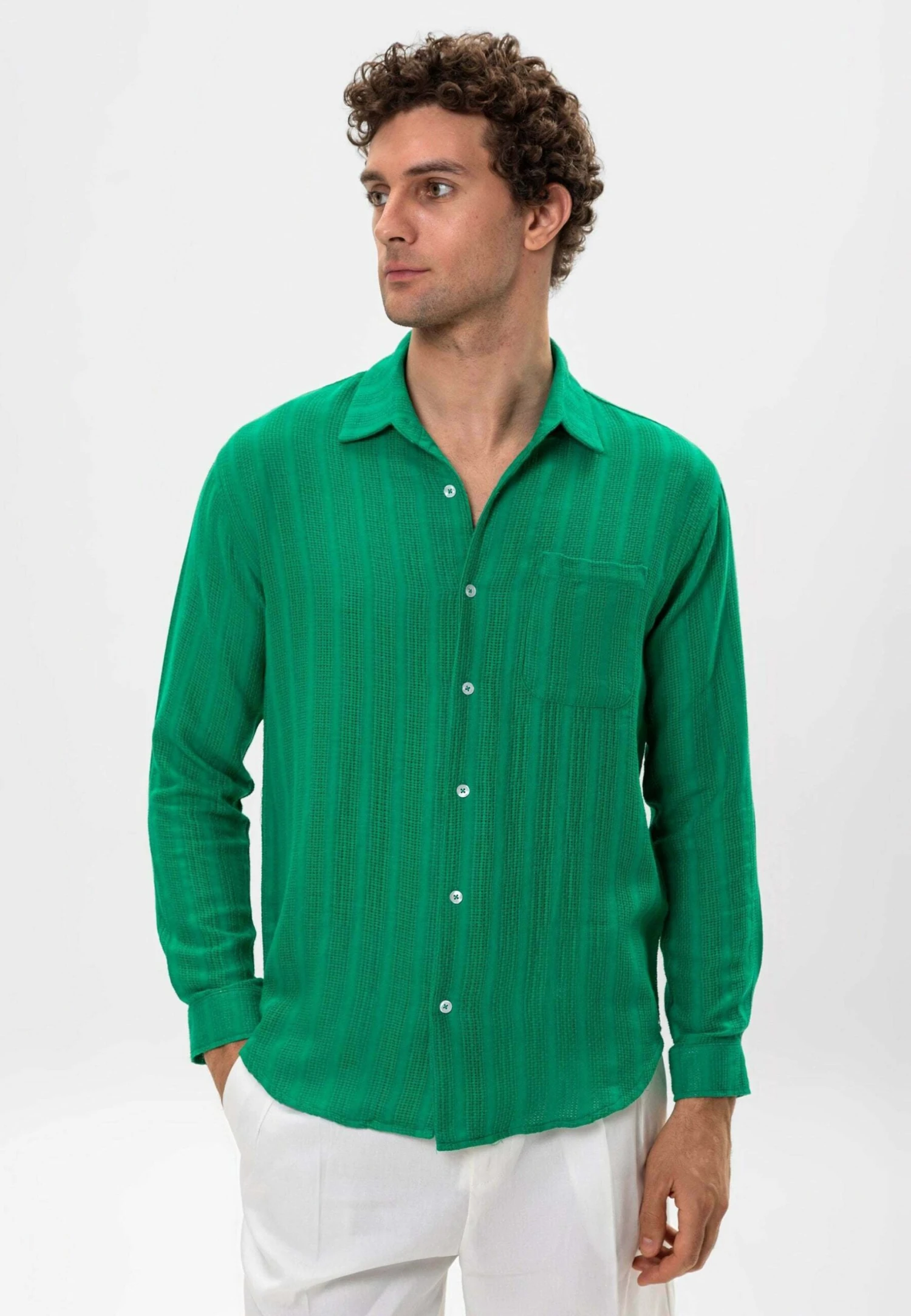 Casual- Overhemd - Duck Green 6 Casual- Overhemd - Duck Green - Afbeelding 4