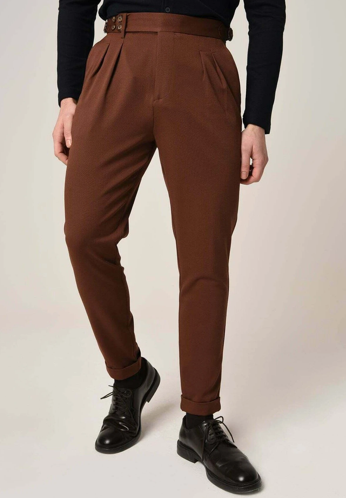 High Waist- Chino - Brown 6 High Waist- Chino - Brown - Afbeelding 4