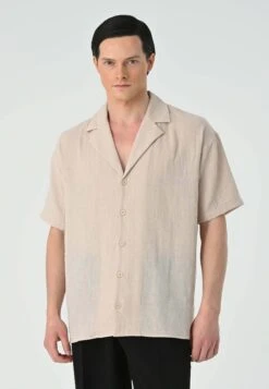 Lapel Collar Short Sleeve - Overhemd - Light Beige