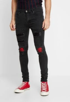 BRAVE SOUL Nevada - Jeans Skinny Fit - Grey Wash/Red Paisley