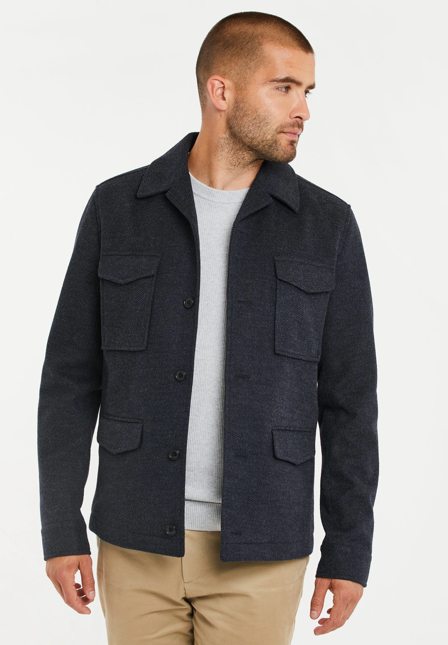 Threadbare Shacket Pocket Petty Luxe - Lichte Jas - Navy Marl 3 Threadbare Shacket Pocket Petty Luxe - Lichte Jas - Navy Marl