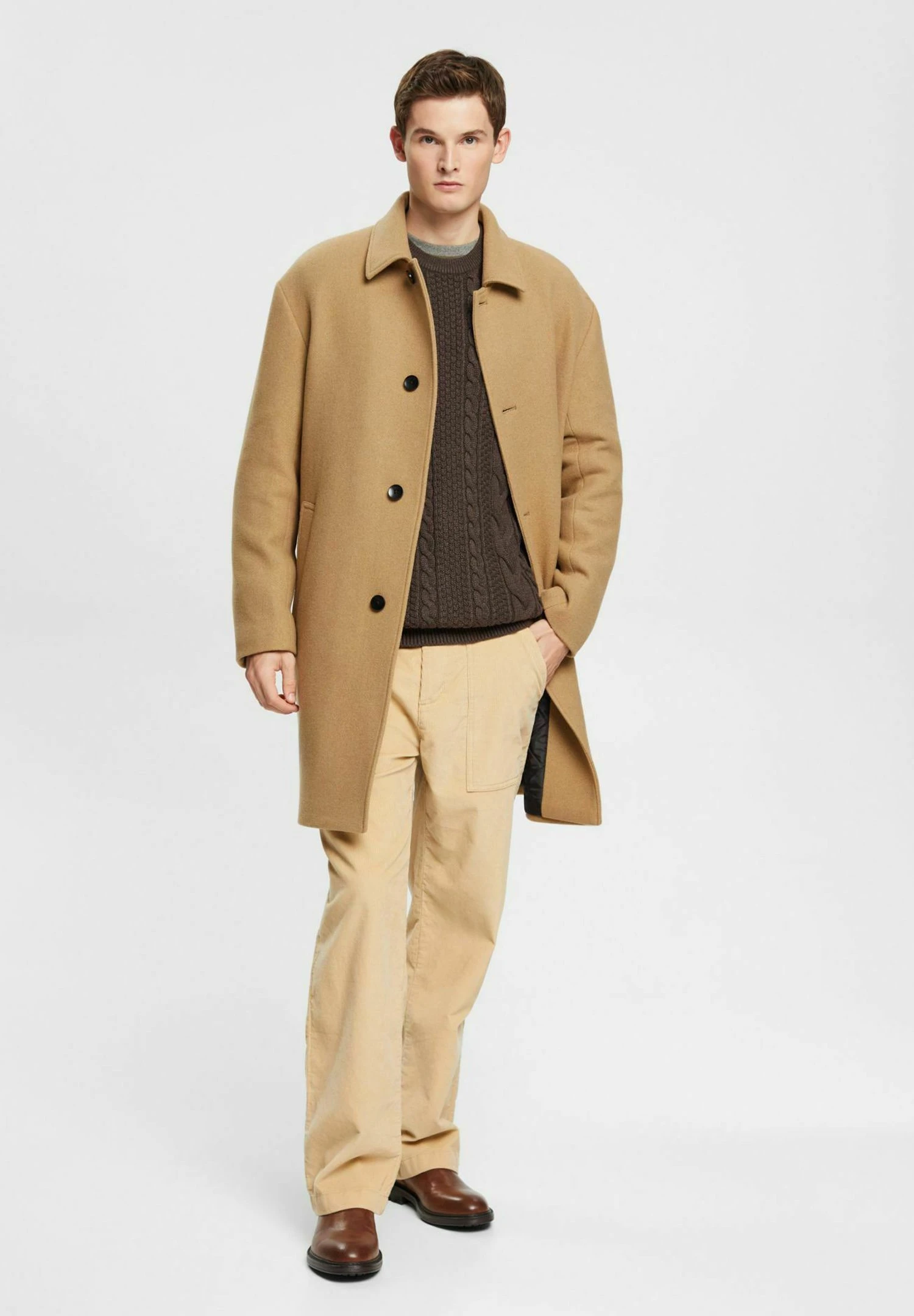 ESPRIT Halflange Jas - Khaki Beige 4 ESPRIT Halflange Jas - Khaki Beige - Afbeelding 2