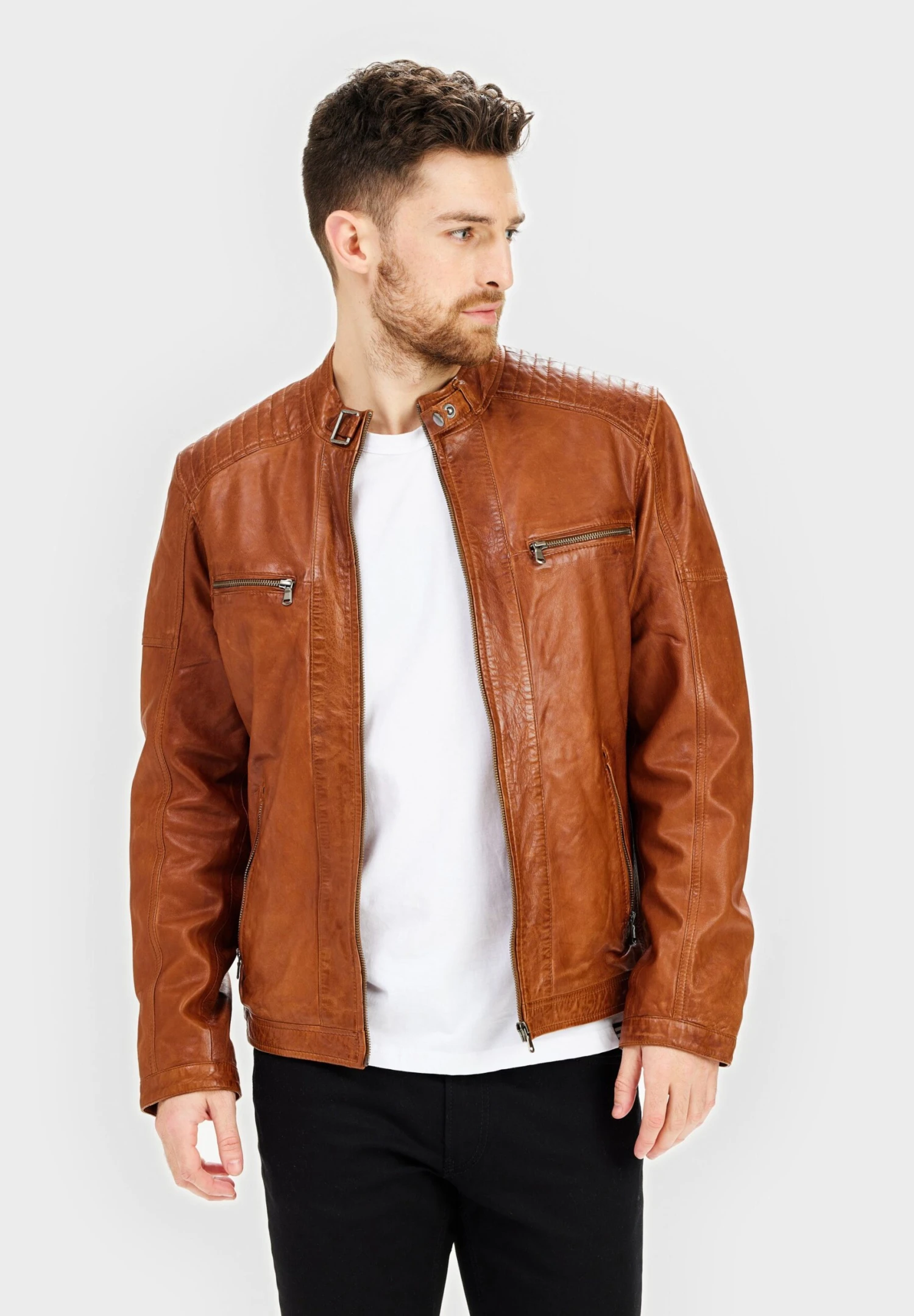 Nostockholm - Leren Jas - Cognac Gunmetal 3 Nostockholm - Leren Jas - Cognac Gunmetal