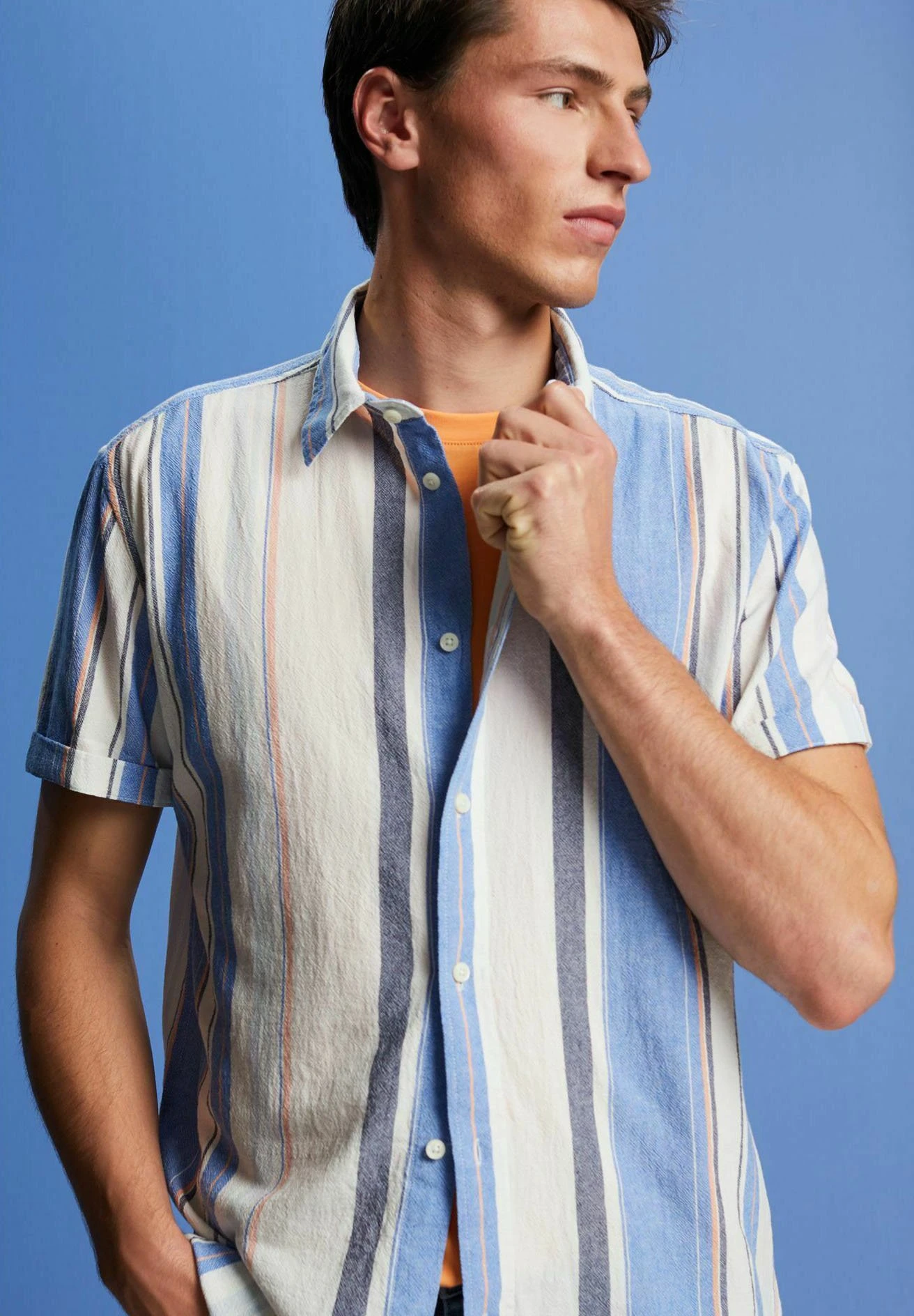 ESPRIT Kurzarm Mit Streifen - Overhemd - Bright Blue 9 ESPRIT Kurzarm Mit Streifen - Overhemd - Bright Blue - Afbeelding 7