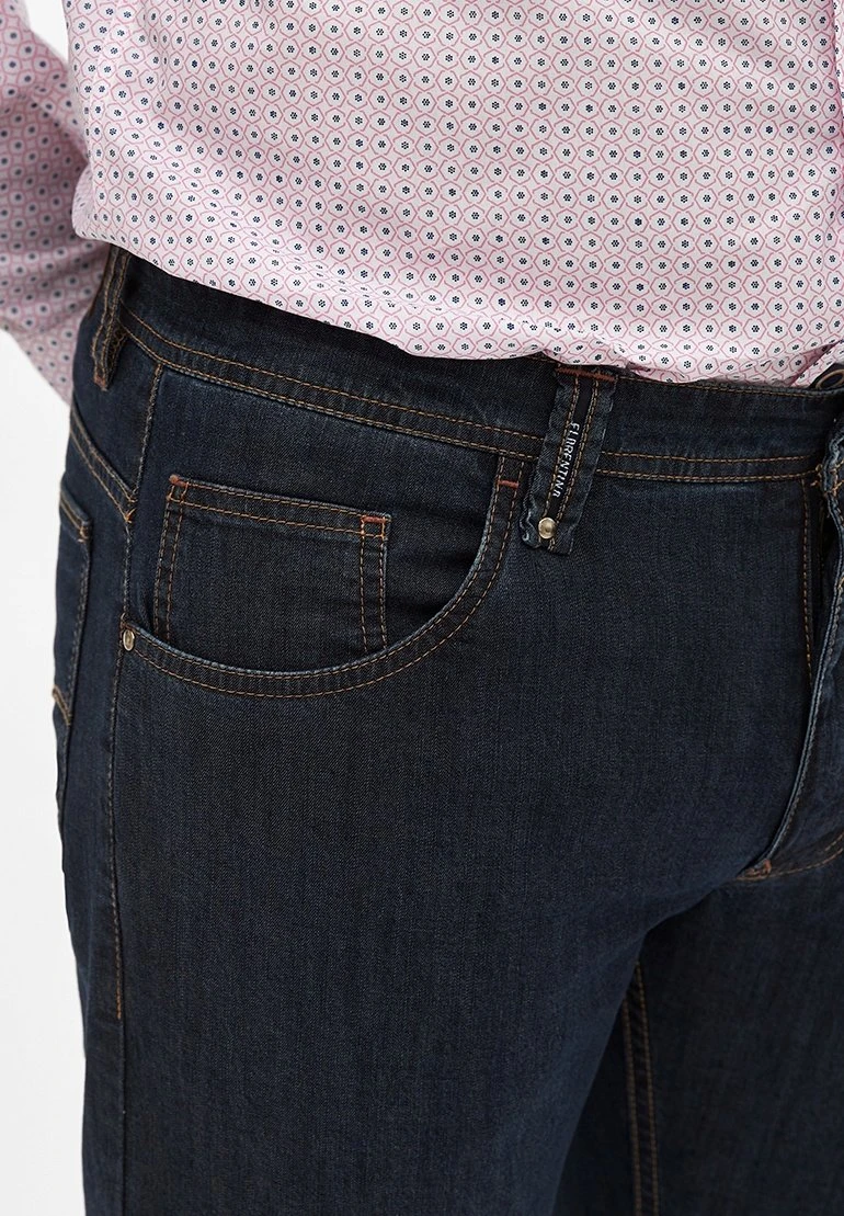 With Super Stone Wash - Slim Fit Jeans - Azul Oscuro 5 With Super Stone Wash - Slim Fit Jeans - Azul Oscuro - Afbeelding 3