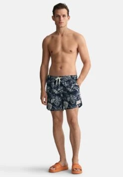 Gant Classic Fit Tropical Leaves Print - Zwemshorts - Marine