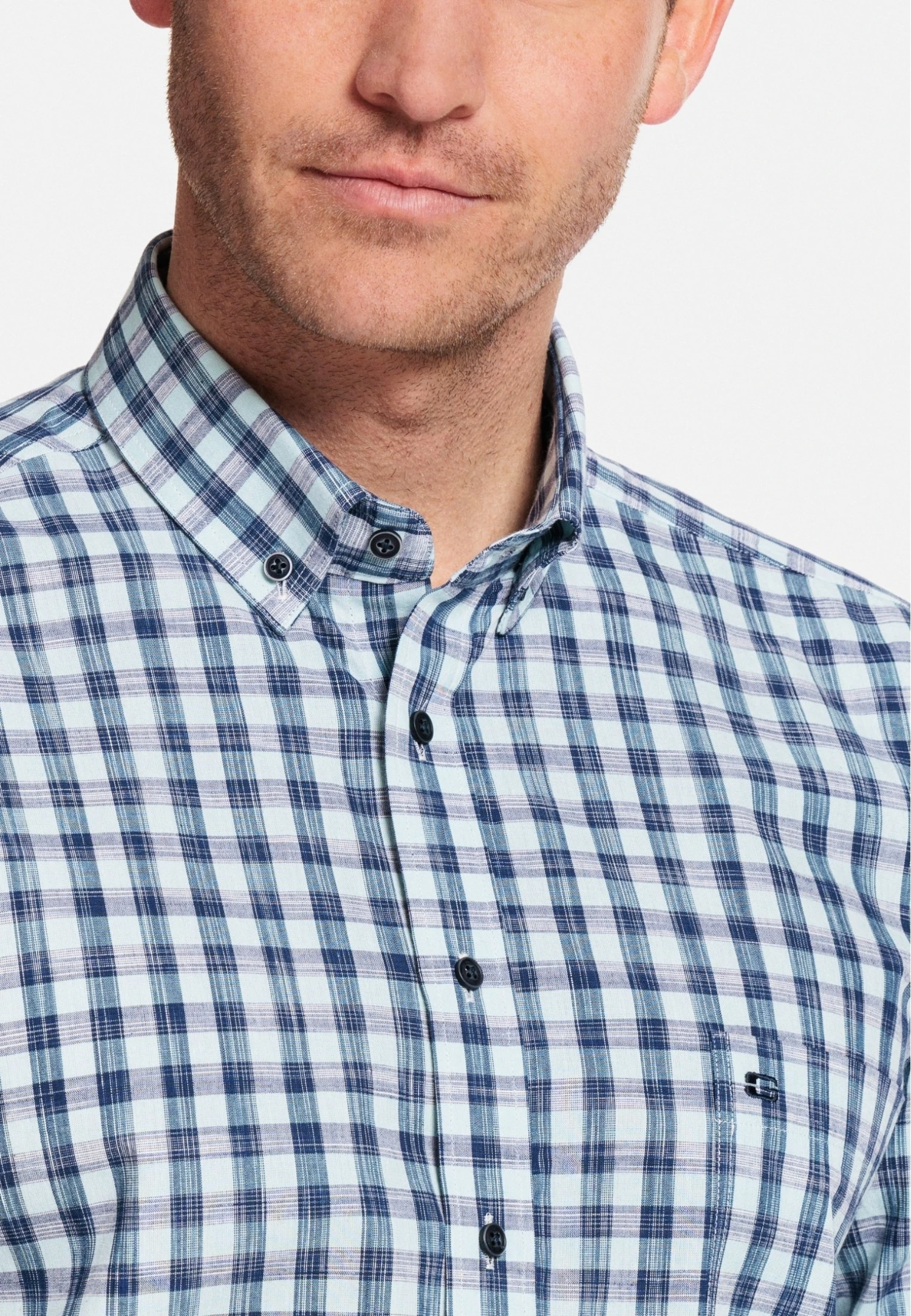 Overhemd - Mint Green Navy 6 Overhemd - Mint Green Navy - Afbeelding 4