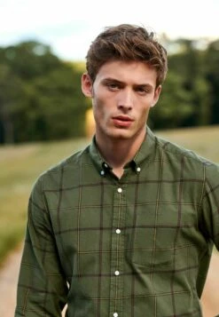 Next Check Long Sleeve Standard - Overhemd - Khaki -Jack and Jones Verkoopwinkel 1e527180fbbc40dc9a219881733daa88