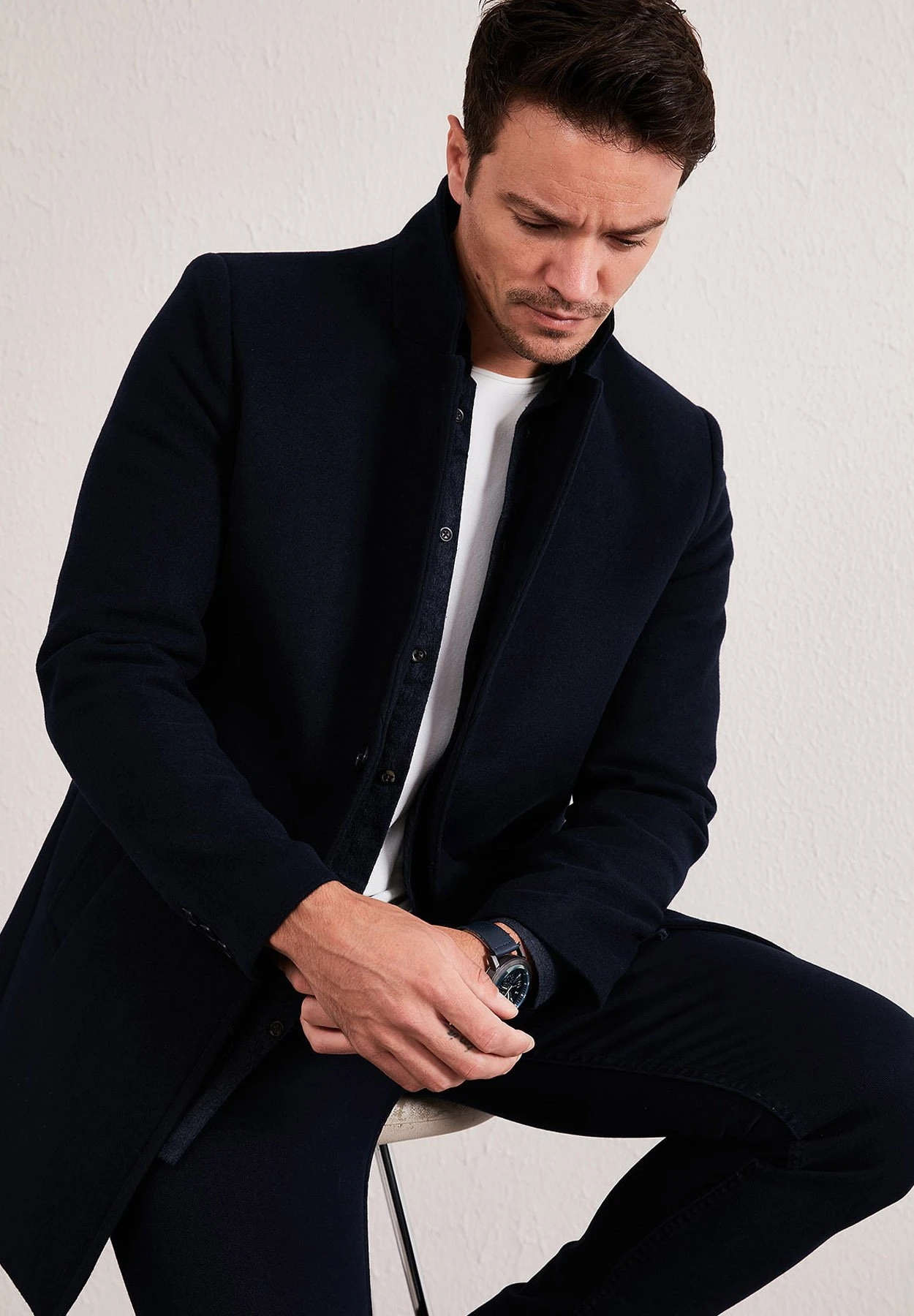 Halflange Jas - Navy Blue 6 Halflange Jas - Navy Blue - Afbeelding 4