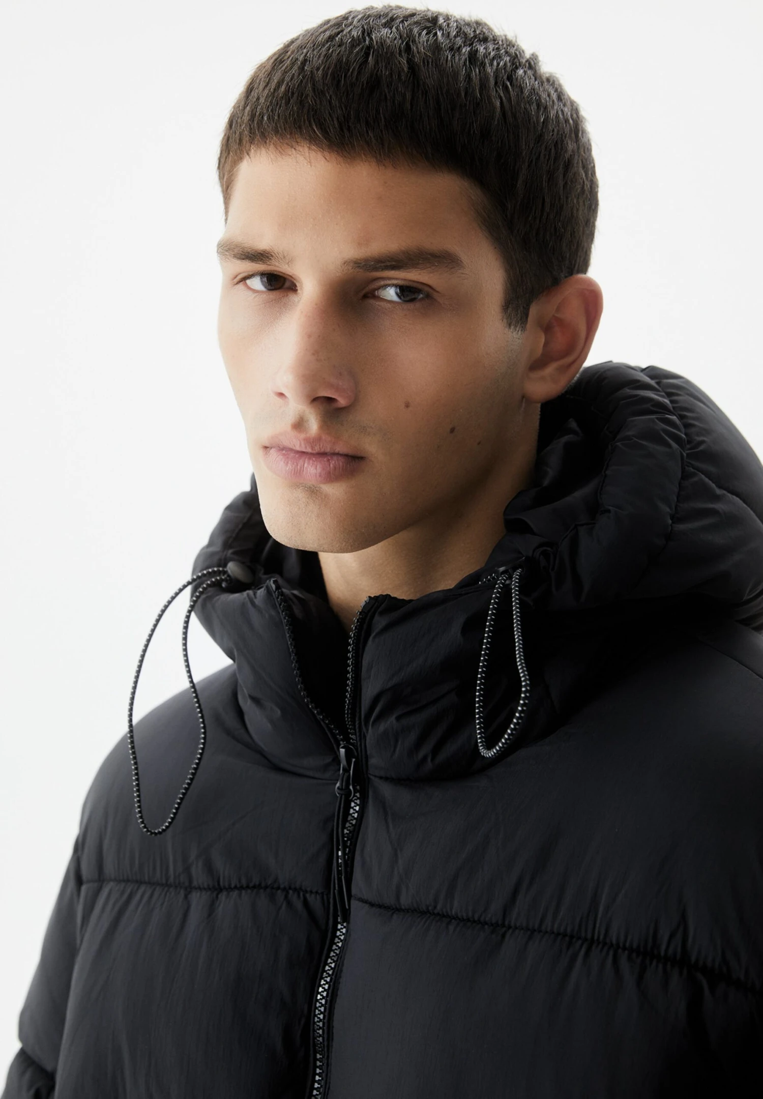 PULL & BEAR Basic- Winterjas - Mottled Black 3 PULL & BEAR Basic- Winterjas - Mottled Black