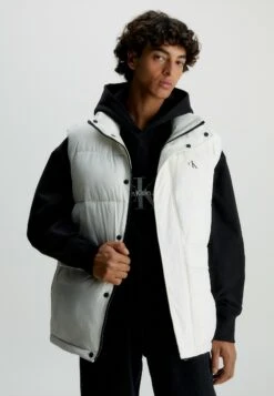 Calvin Klein Jeans Crinkle Puffer Gilet - Bodywarmer - Ivory