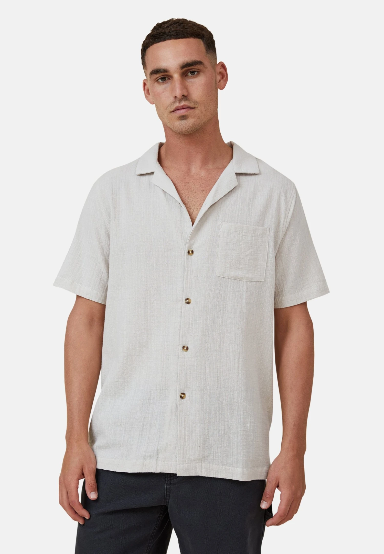COTTON ON Riviera Short Sleeve- Overhemd - Beige 3 COTTON ON Riviera Short Sleeve- Overhemd - Beige