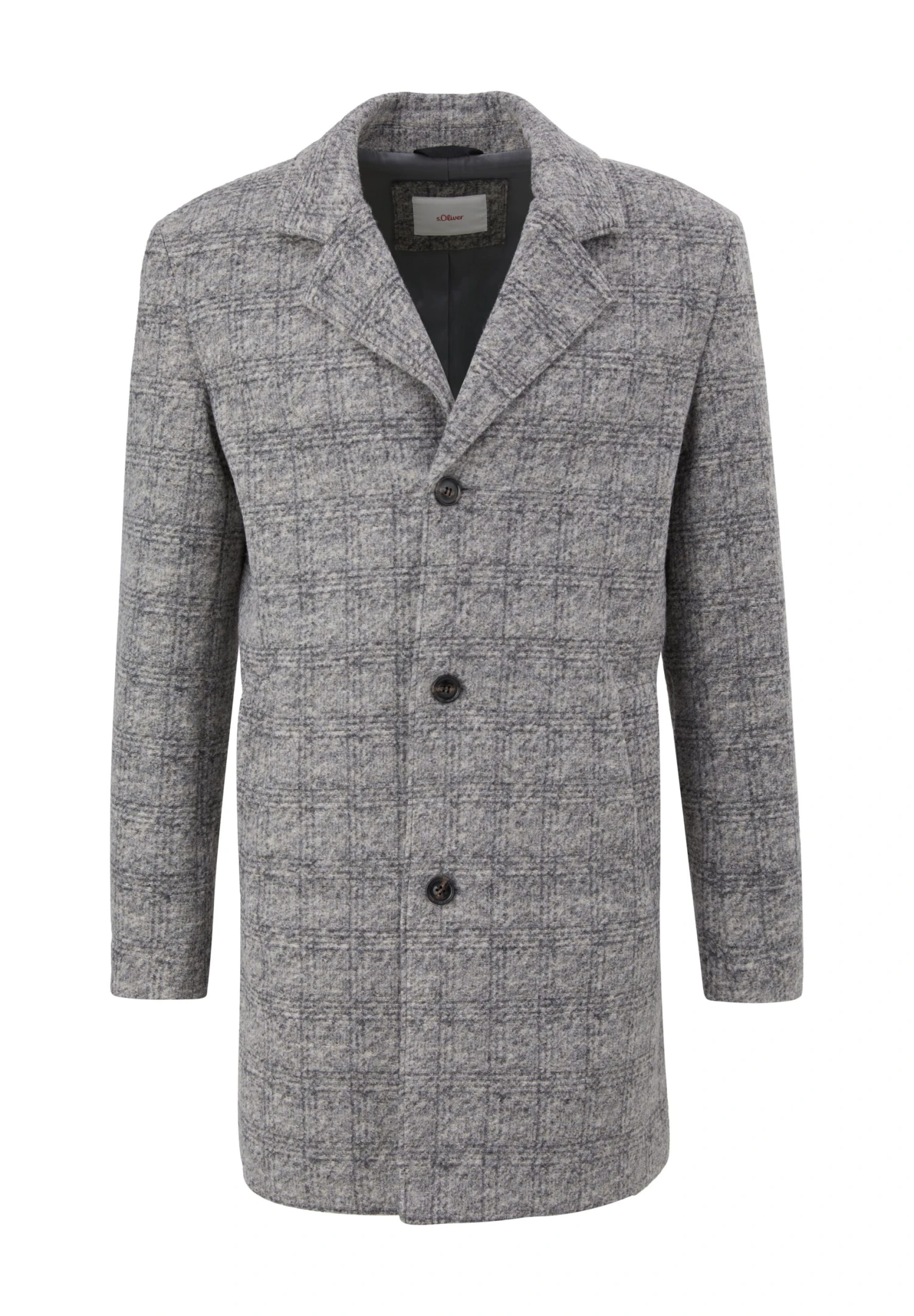 S.Oliver Mit Reverskragen - Halflange Jas - Grey Check 9 S.Oliver Mit Reverskragen - Halflange Jas - Grey Check - Afbeelding 7