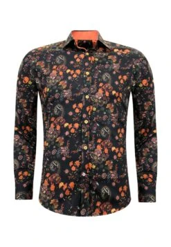 Bloemenprint - Overhemd - Black Orange