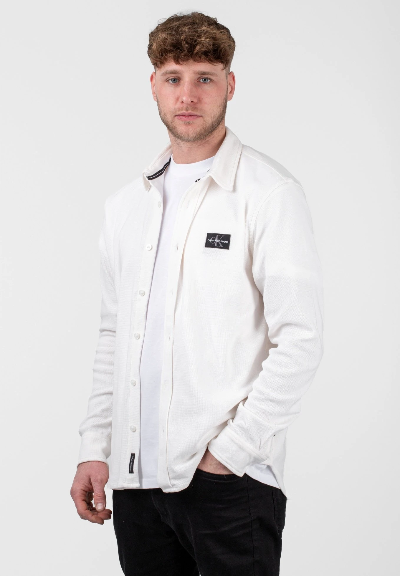 Calvin Klein Micro Textured- Overhemd - Ancient White 3 Calvin Klein Micro Textured- Overhemd - Ancient White