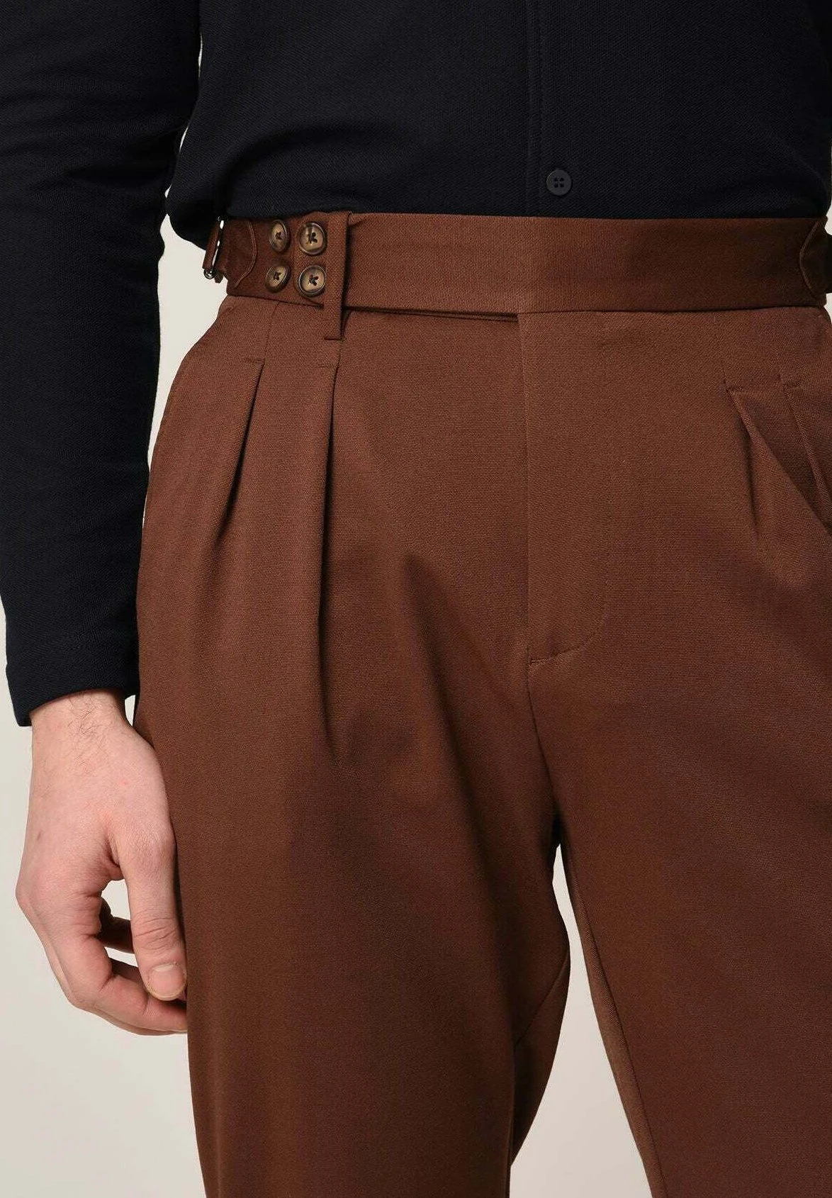 High Waist- Chino - Brown 5 High Waist- Chino - Brown - Afbeelding 3