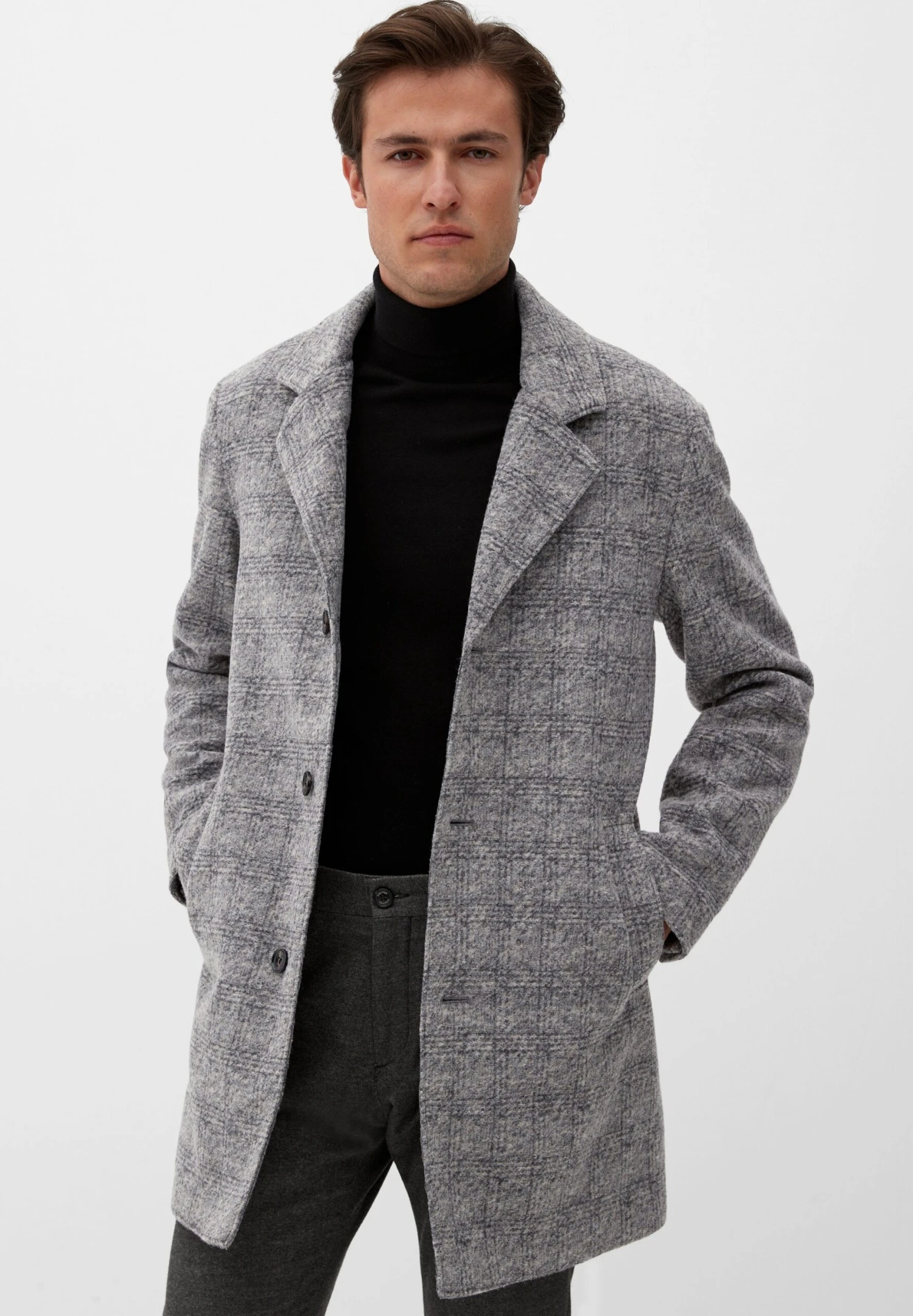 S.Oliver Mit Reverskragen - Halflange Jas - Grey Check 3 S.Oliver Mit Reverskragen - Halflange Jas - Grey Check