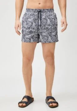 Koton Sea Leaf Printed Drawstring Pocket Detailed - Zwemshorts - Navy