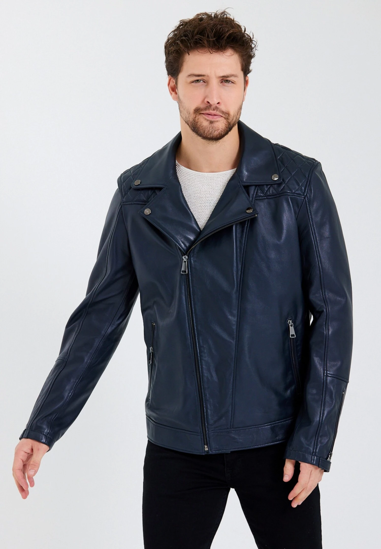 Leren Jas - Dunkelblau 8 Leren Jas - Dunkelblau - Afbeelding 6