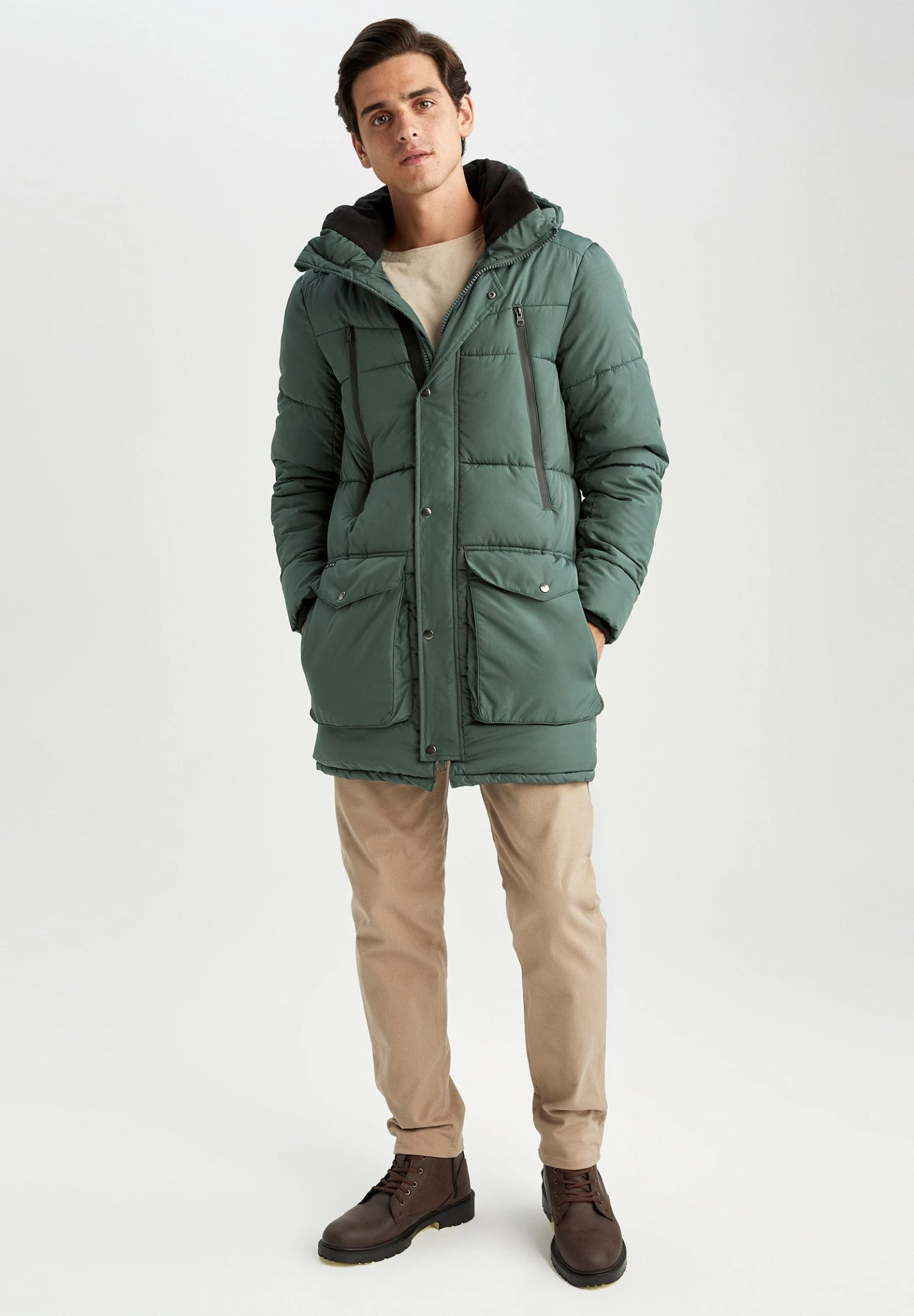 DeFacto Regular Fit- Winterjas - Green 4 DeFacto Regular Fit- Winterjas - Green - Afbeelding 2