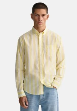 Gant Regular Fit Wide Striped Broadcloth- Overhemd - Lemonade Yellow