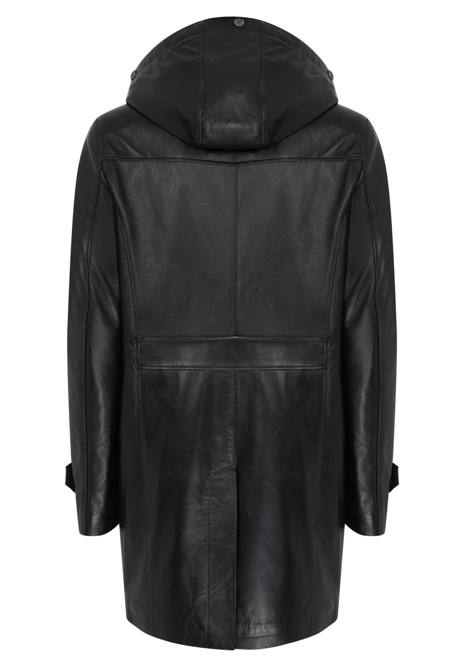Hooded Leather Coat - Trenchcoat - Black 7 Hooded Leather Coat - Trenchcoat - Black - Afbeelding 5