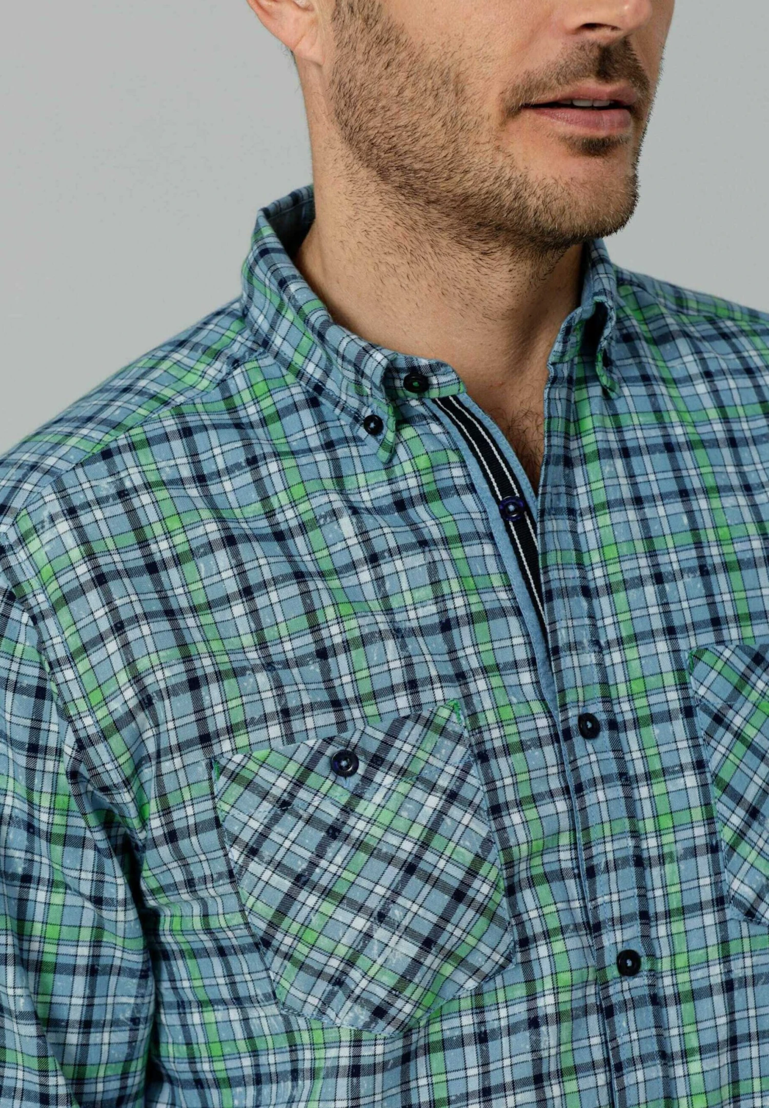 Overhemd - Blau Neongrün 7 Overhemd - Blau Neongrün - Afbeelding 5