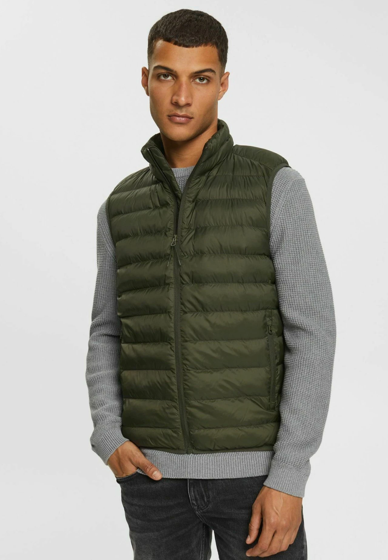 ESPRIT Rcs N Puffer V - Bodywarmer - Dark Khaki 3 ESPRIT Rcs N Puffer V - Bodywarmer - Dark Khaki