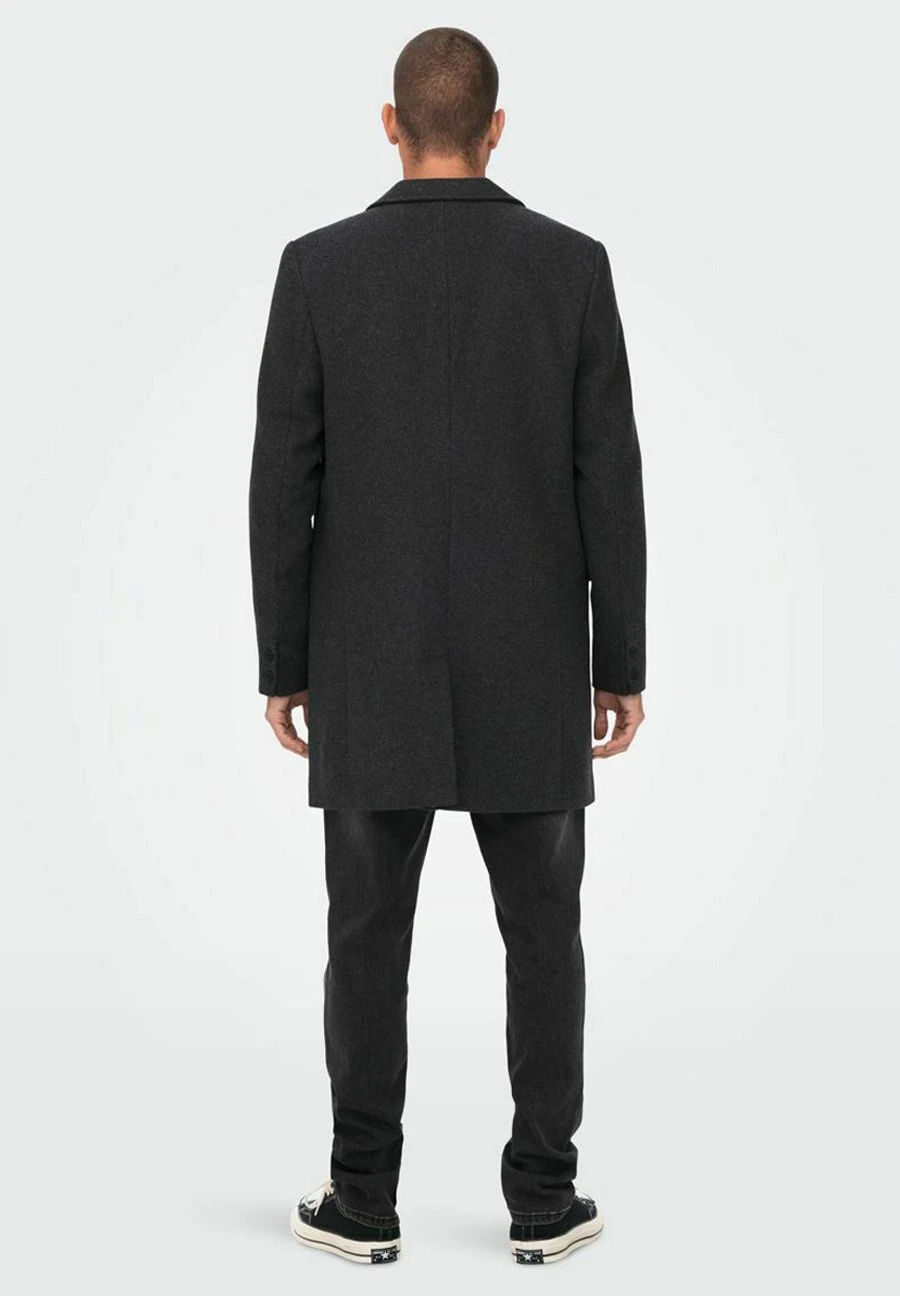 Only & Sons Halflange Jas - Dark Grey Melange 5 Only & Sons Halflange Jas - Dark Grey Melange - Afbeelding 3