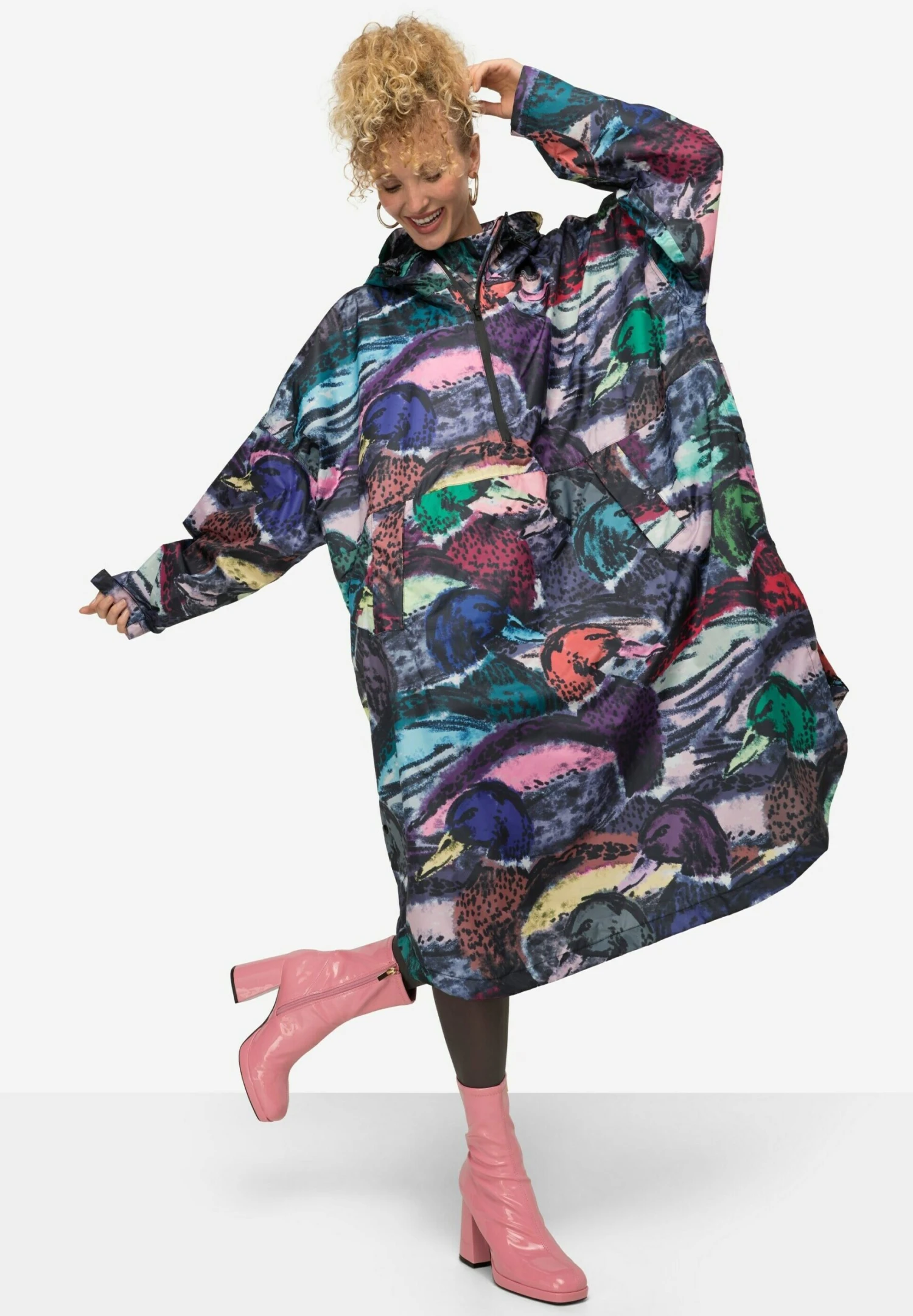 Regencape Unisex 3X-Funktion Print Kapuze Zipper Langarm - Halflange Jas - Marine 4 Regencape Unisex 3X-Funktion Print Kapuze Zipper Langarm - Halflange Jas - Marine - Afbeelding 2