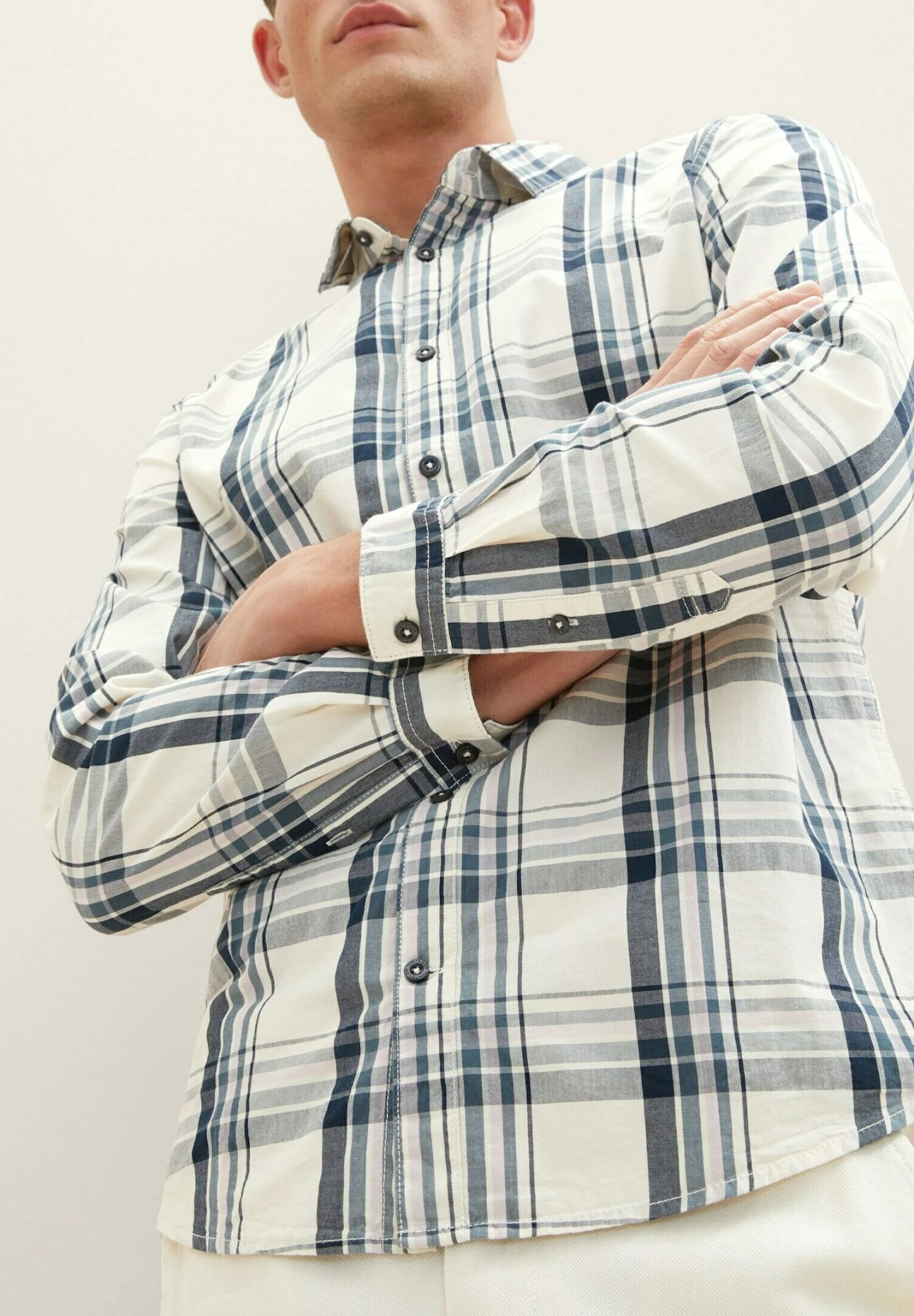 Tom Tailor Karriertes- Overhemd - Off White Teal Lilac Check 6 Tom Tailor Karriertes- Overhemd - Off White Teal Lilac Check - Afbeelding 4