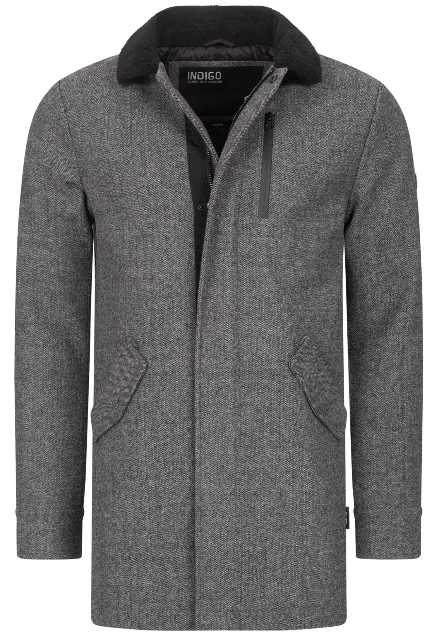 Indicode Jeans Falmo - Halflange Jas - Mini Herringbone Grey 8 Indicode Jeans Falmo - Halflange Jas - Mini Herringbone Grey - Afbeelding 6