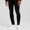 BERSHKA Ripped - Jeans Skinny Fit - Black