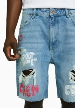 BERSHKA Printed RippedBermuda - Jeansshort - Light/Blue Denim -Jack and Jones Verkoopwinkel 5fc02461d2af45058721da06c41b0145