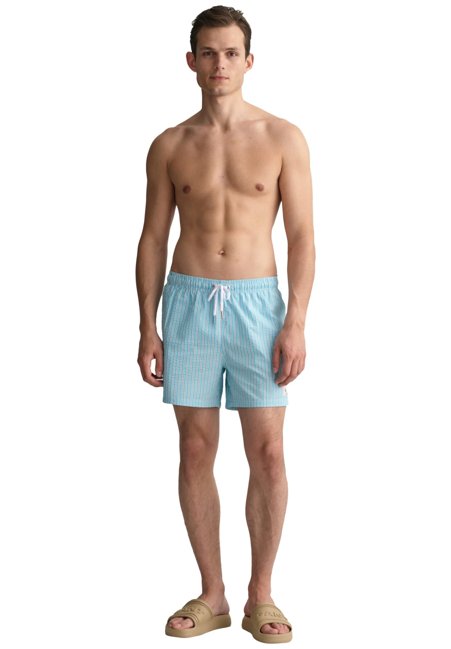Gant Classic Fit Seersucker- Zwemshorts - Light Aqua 5 Gant Classic Fit Seersucker- Zwemshorts - Light Aqua - Afbeelding 3