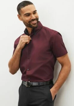 Next Double Collar Trimmed Standard - Overhemd - Burgundy Red