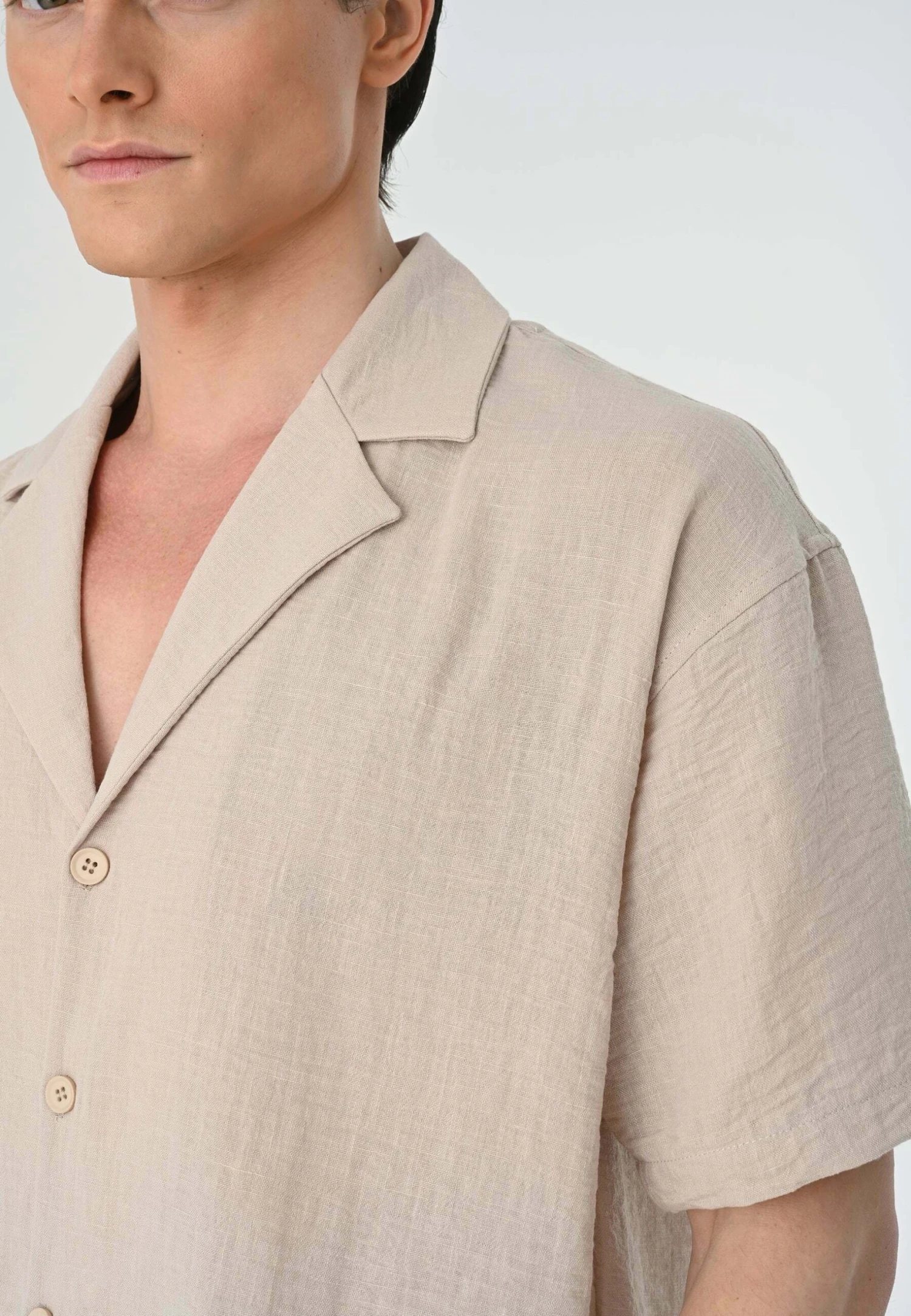 Lapel Collar Short Sleeve - Overhemd - Light Beige 8 Lapel Collar Short Sleeve - Overhemd - Light Beige - Afbeelding 6