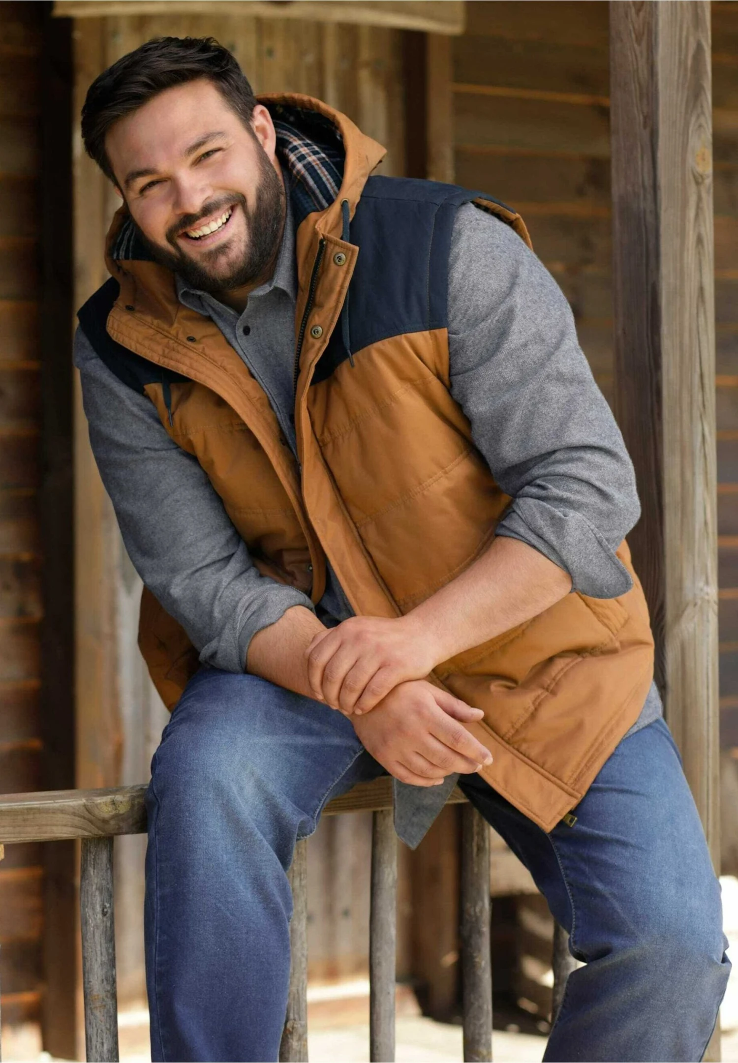 Bodywarmer - Camel/Marineblau 4 Bodywarmer - Camel/Marineblau - Afbeelding 2