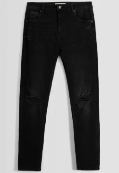 BERSHKA Ripped - Jeans Skinny Fit - Black -Jack and Jones Verkoopwinkel 85d9948d864046789203dfb0d4019544