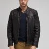 Flex - Leren Jas - Charcoal -Jack and Jones Verkoopwinkel 8abc074c7b06450eae1dd187312a74fd