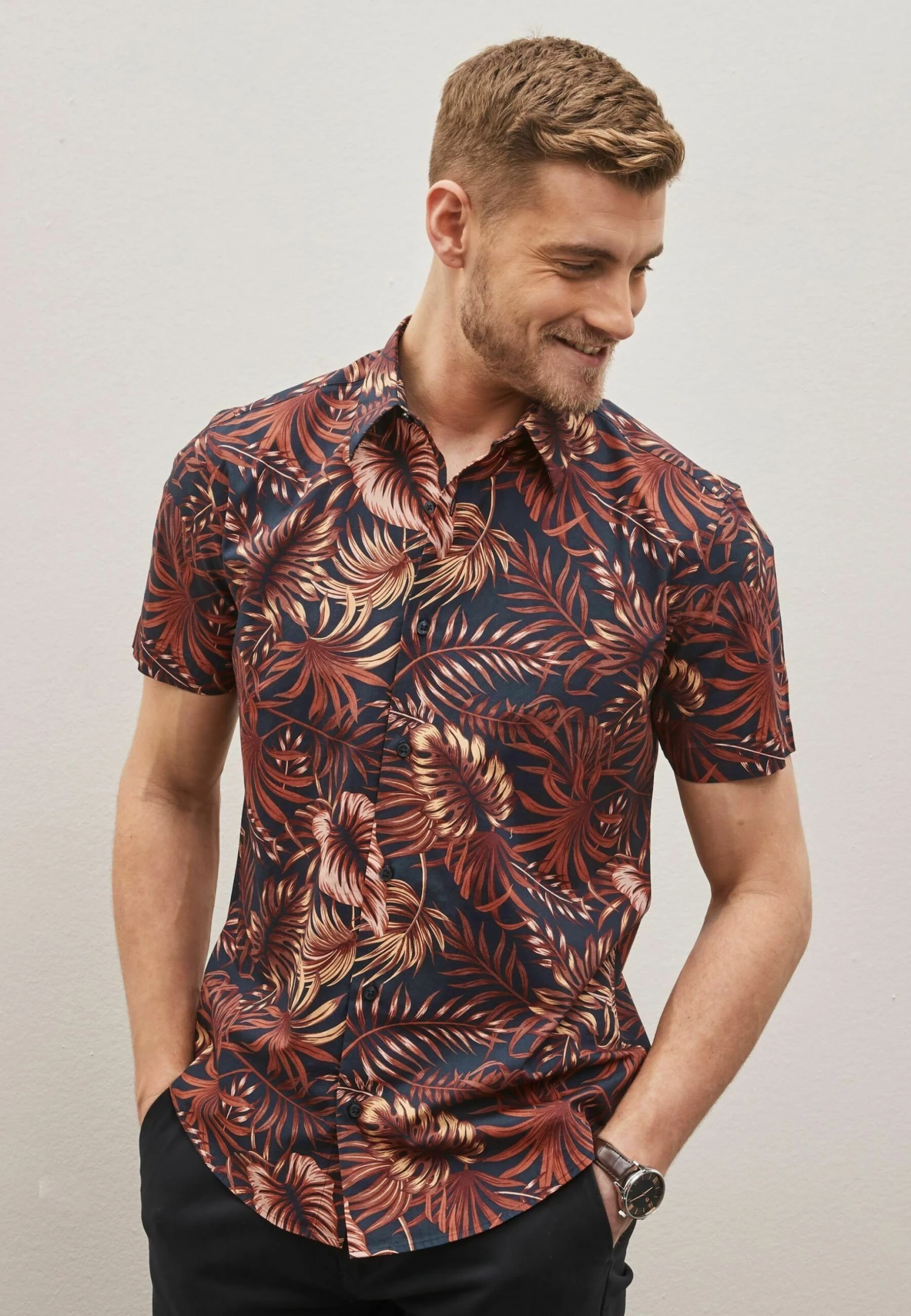 Next Short Sleeve Floral Standard - Overhemd - Navy Blue 3 Next Short Sleeve Floral Standard - Overhemd - Navy Blue