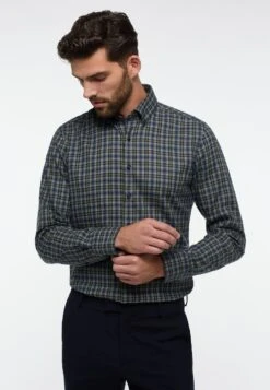 Eterna Kariertes Soft TailoringSlim Fit - Overhemd - Dunkelblau