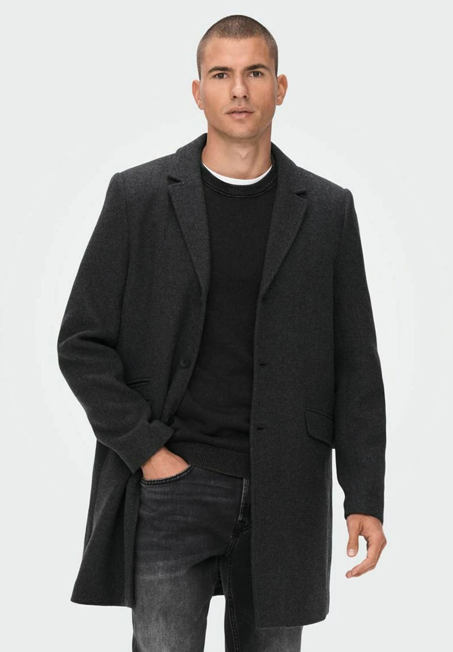 Only & Sons Halflange Jas - Dark Grey Melange 3 Only & Sons Halflange Jas - Dark Grey Melange