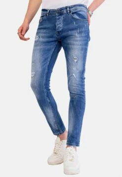 Verfspatten - Slim Fit Jeans - Blauw -Jack and Jones Verkoopwinkel 8dcbbe74aeb847edaa646394c408b0ee