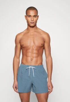 Abercrombie & Fitch Pull On Seersucker- Zwemshorts - Blue