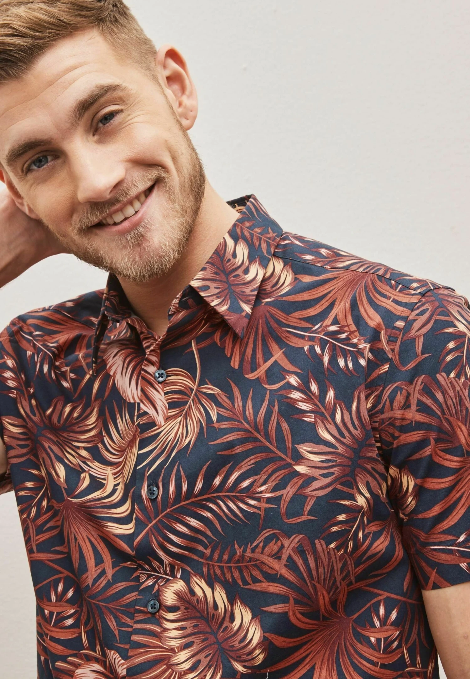 Next Short Sleeve Floral Standard - Overhemd - Navy Blue 5 Next Short Sleeve Floral Standard - Overhemd - Navy Blue - Afbeelding 3